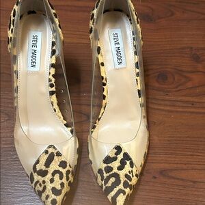 Steve Madden Clear Pointed-Toe Pumps with Leopard Accents